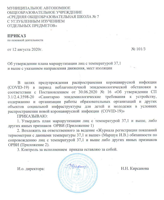 Приказ директора 101/3